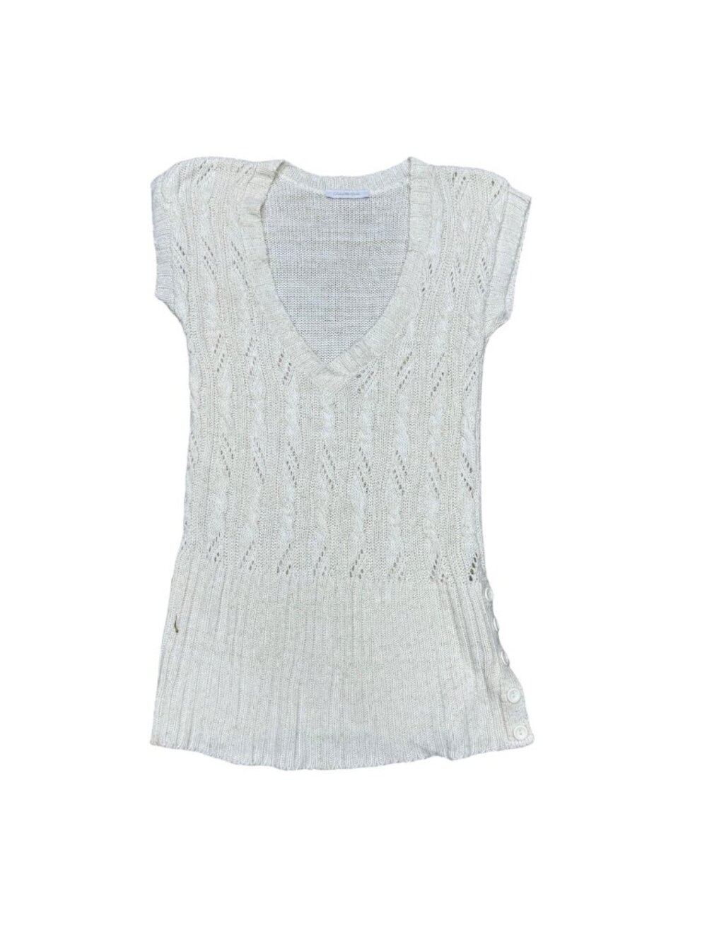 Vintage Charlotte Russe Sweater Womens Medium Ivory Beige Frost Mohair VNeck Y2K
